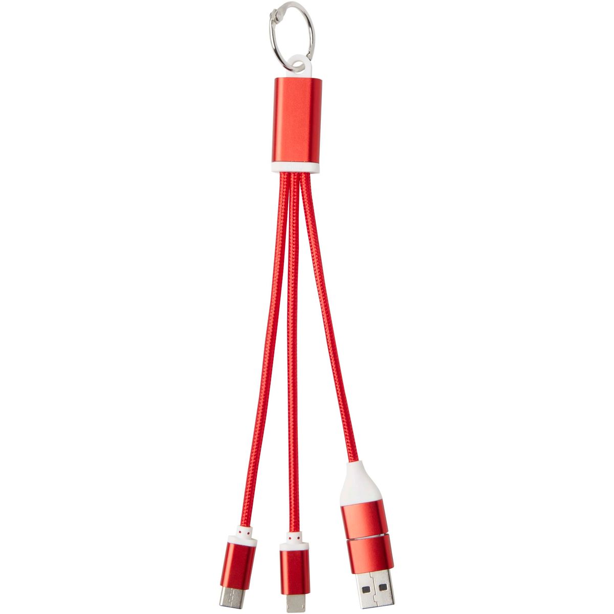 4-in-1-oplaadkabels met sleutelhanger, 10 W, van gerecycled aluminium