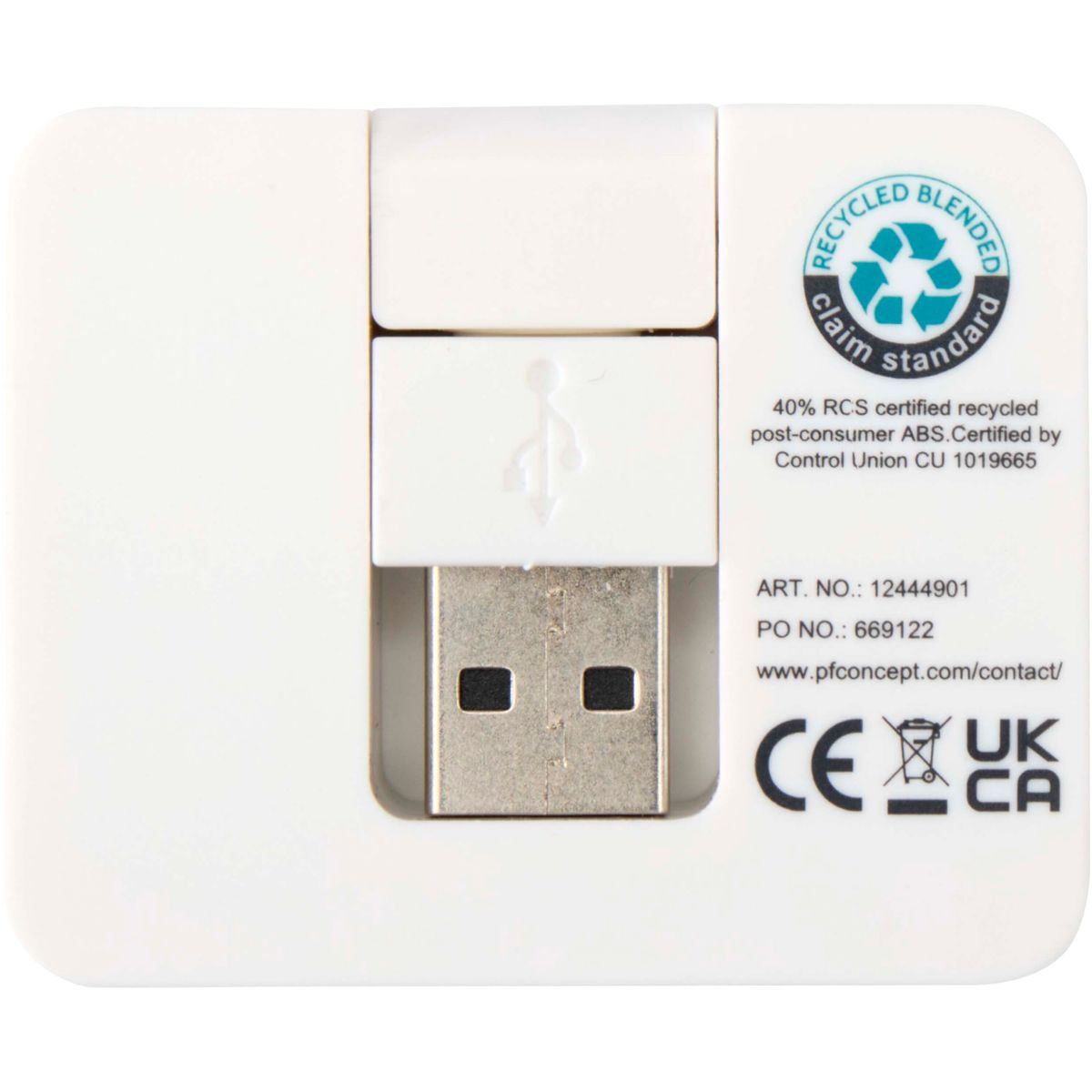 4-poorts USB-hubs met dubbele ingang van gerecycled kunststof