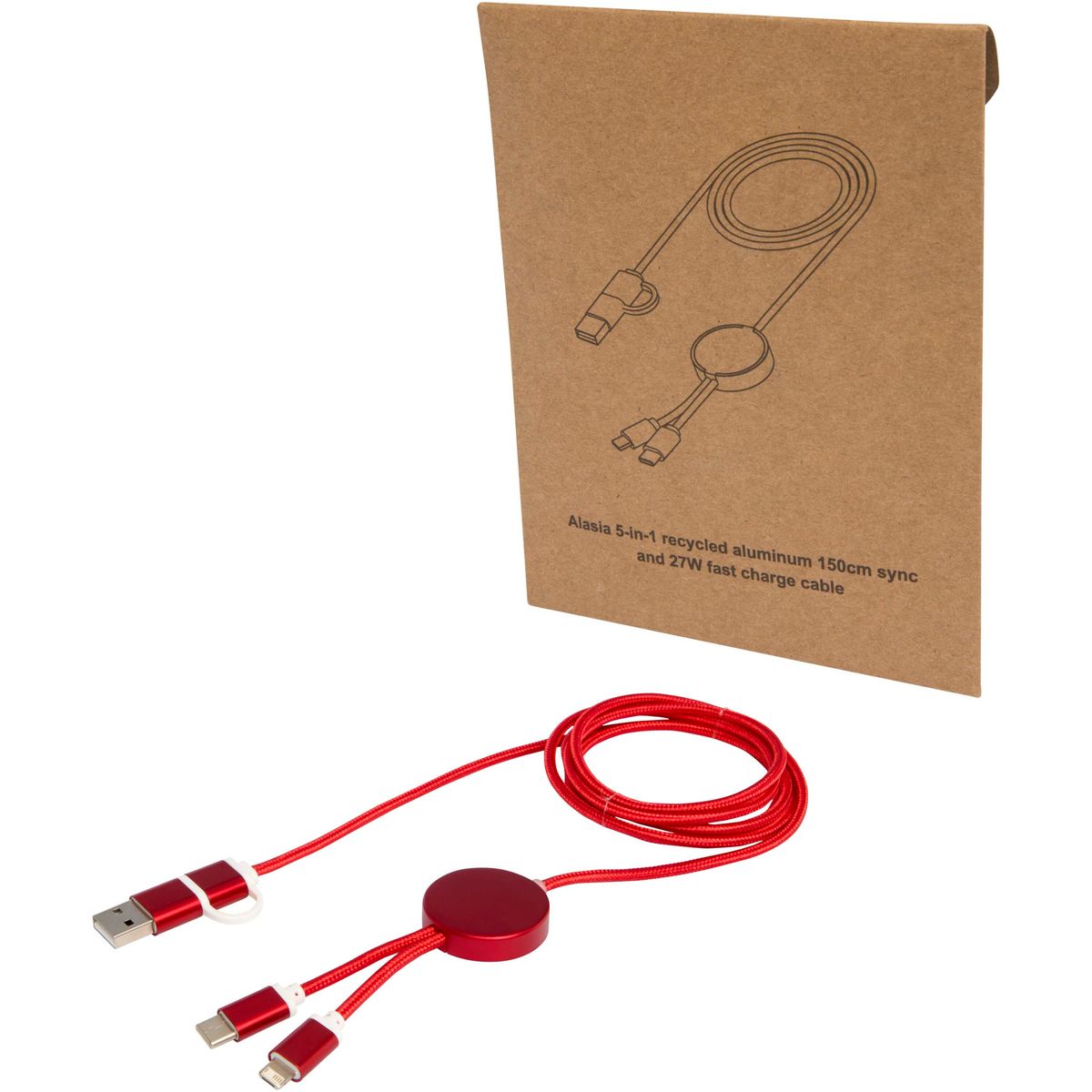 5-in-1-snellaadkabels 150 cm, 27 W, van gerecycled aluminium