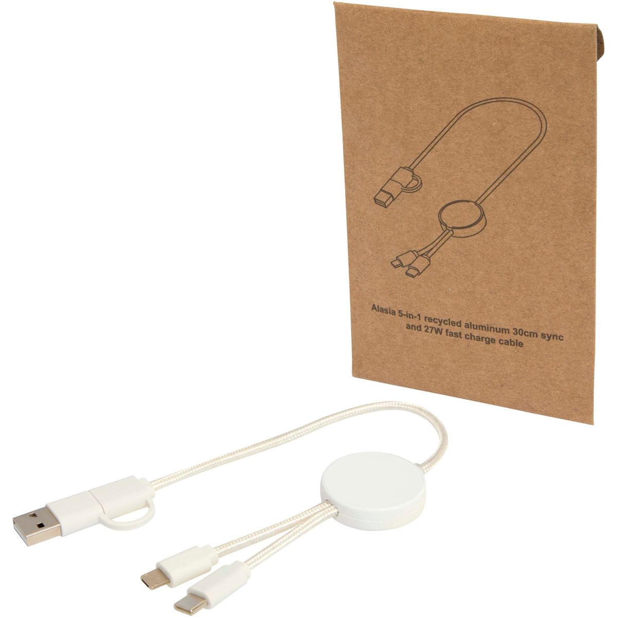 5-in-1-snellaadkabels 30 cm, 27 W, van gerecycled kunststof