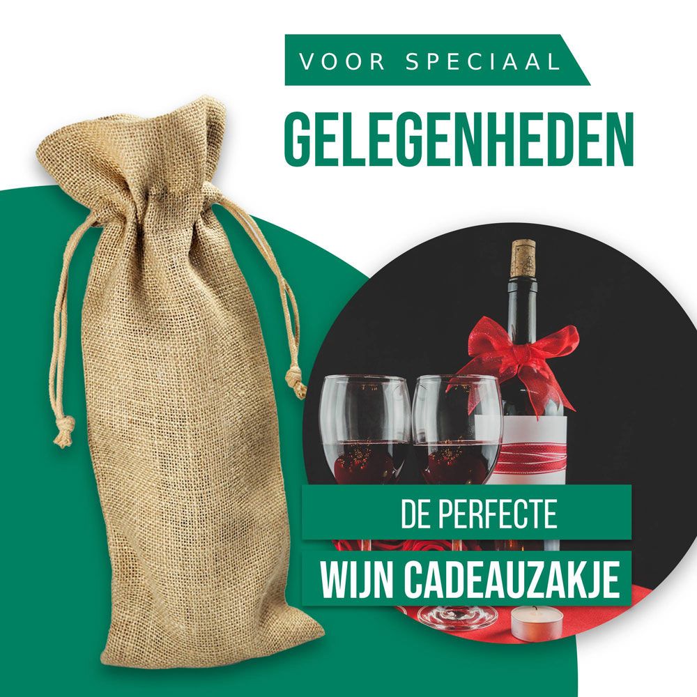 50 Stuks 290 grams Bio Jute Wijnfles Zakjes 15x38cm