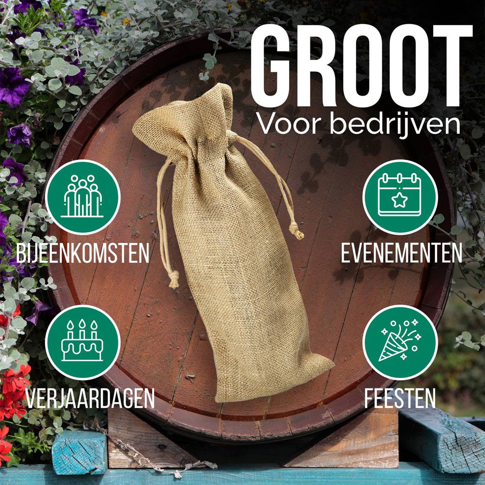 50 Stuks 290 grams Bio Jute Wijnfles Zakjes 15x38cm