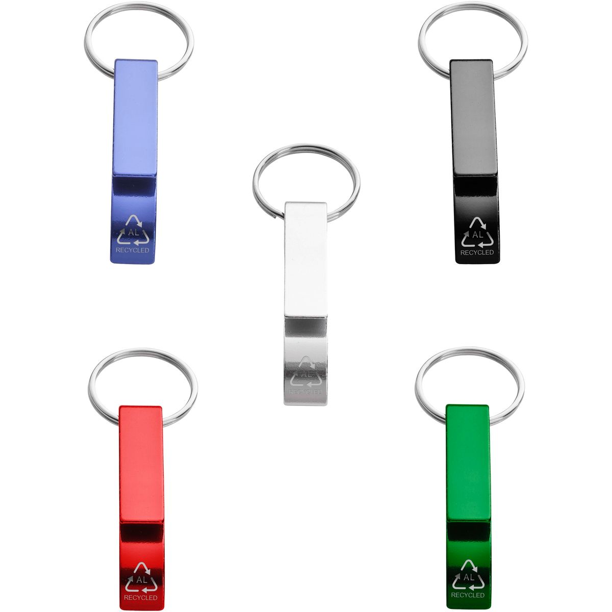 Aluminium sleutelhangers met fles- en blikopener