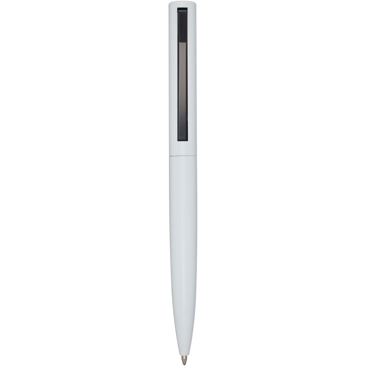 Balpennen van gerecycled aluminium met kantelbare clip, blauwe inkt