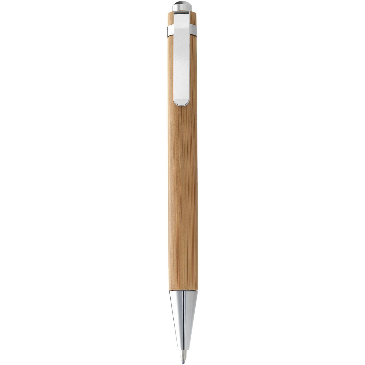 Bamboe balpennen 13,5 cm met klikmechanisme, zwarte inkt