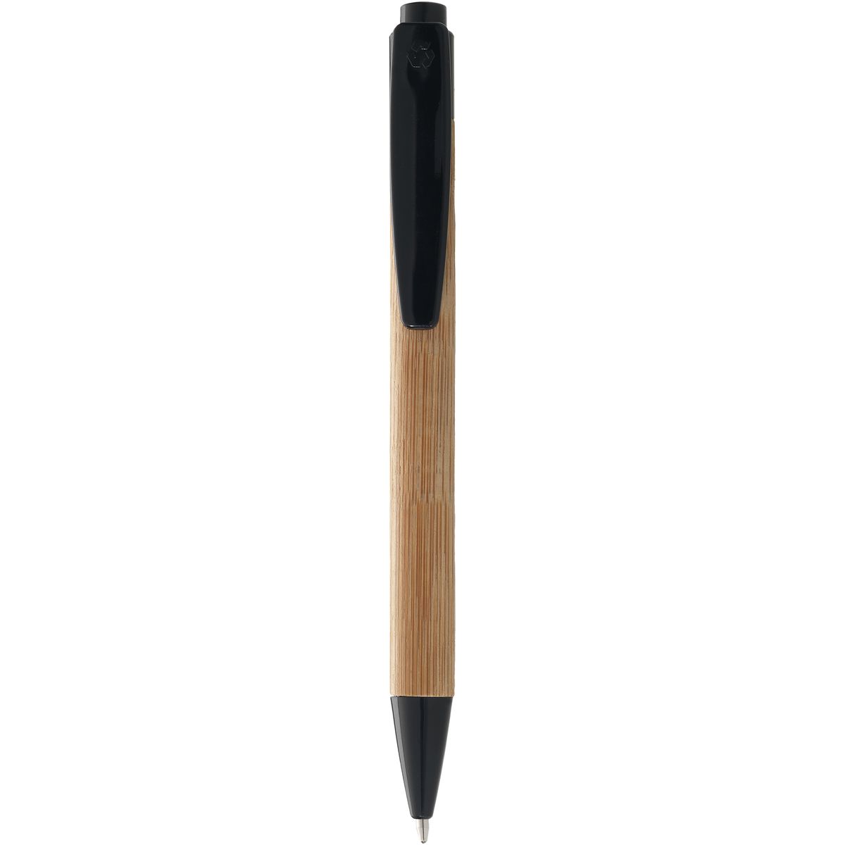 Bamboe balpennen 14,1 cm met klikmechanisme, zwarte inkt