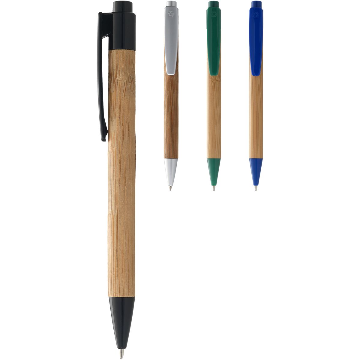 Bamboe balpennen 14,1 cm met klikmechanisme, zwarte inkt