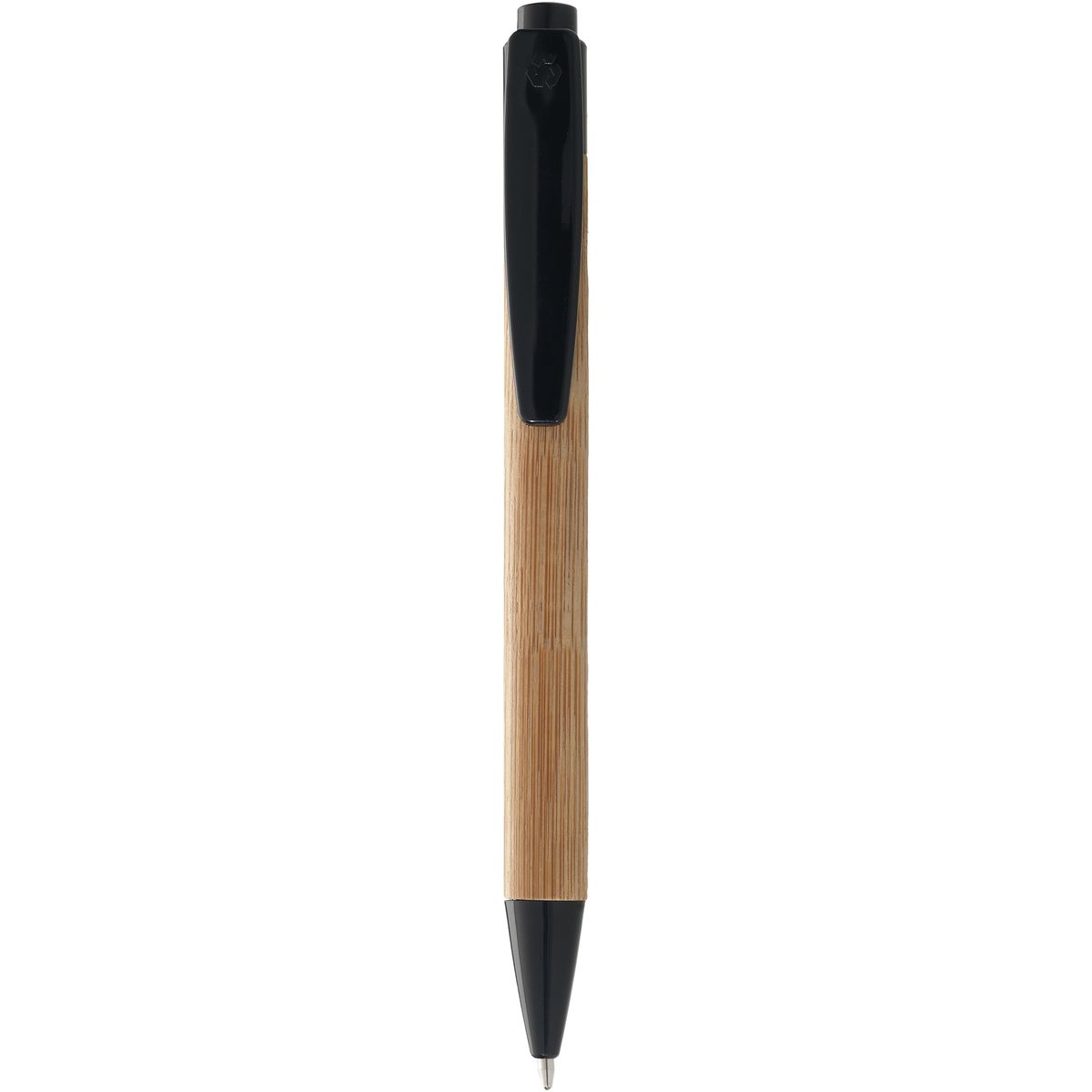 Bamboe balpennen 14,1 cm met klikmechanisme, zwarte inkt