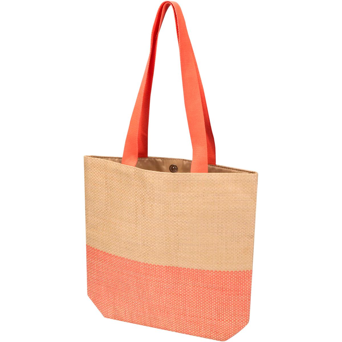 Draagtassen van geweven stropapier met magneetknoop, 10 liter