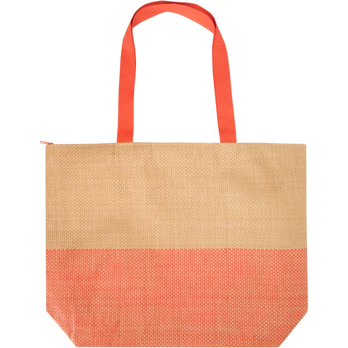 Draagtassen van geweven stropapier met rits, 21 liter