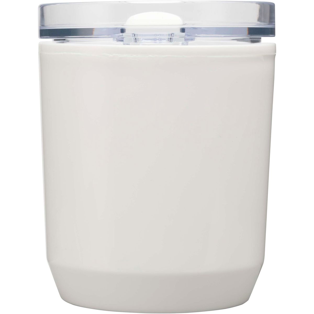 Dubbelwandige bekers 180 ml van gerecycled kunststof met schuifdeksel