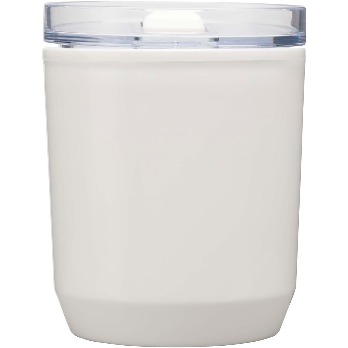 Dubbelwandige bekers 180 ml van gerecycled kunststof met schuifdeksel