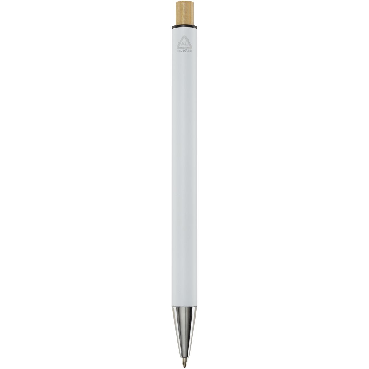 Gerecyclede aluminium balpennen met bamboeknop, blauwe inkt, Cyrus