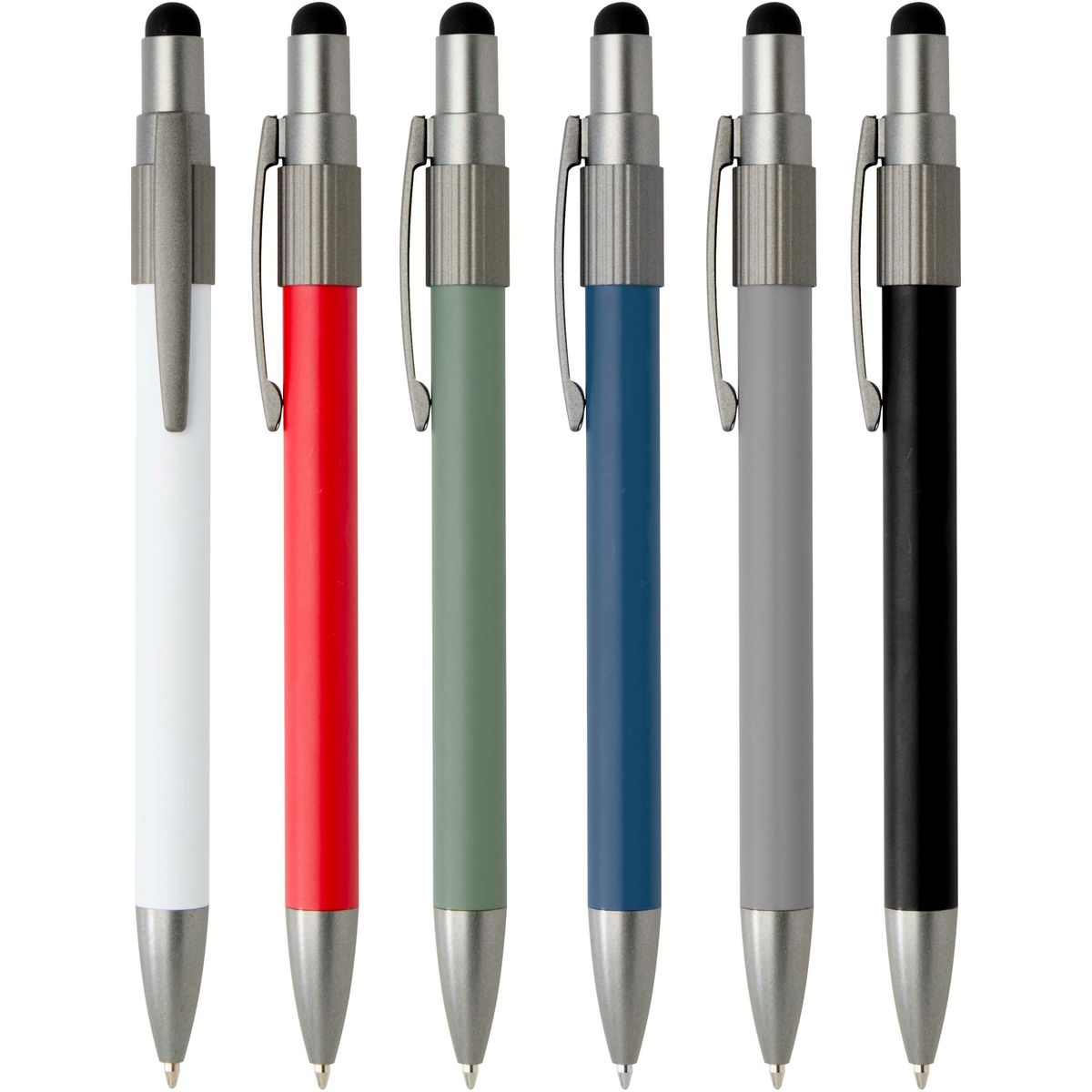 Gerecyclede balpennen met stylus en fidgetspinner, blauwe inkt