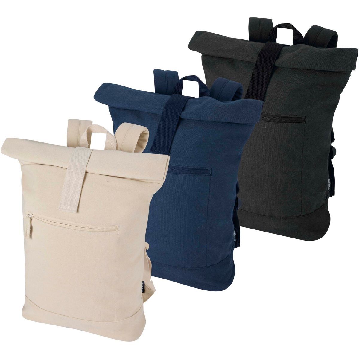 Gerecyclede canvas rolltoprugzakken 14 inch, 16 liter