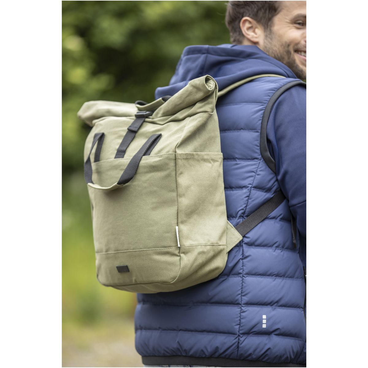 Gerecyclede canvas rolltoprugzakken 15 inch, 15 liter