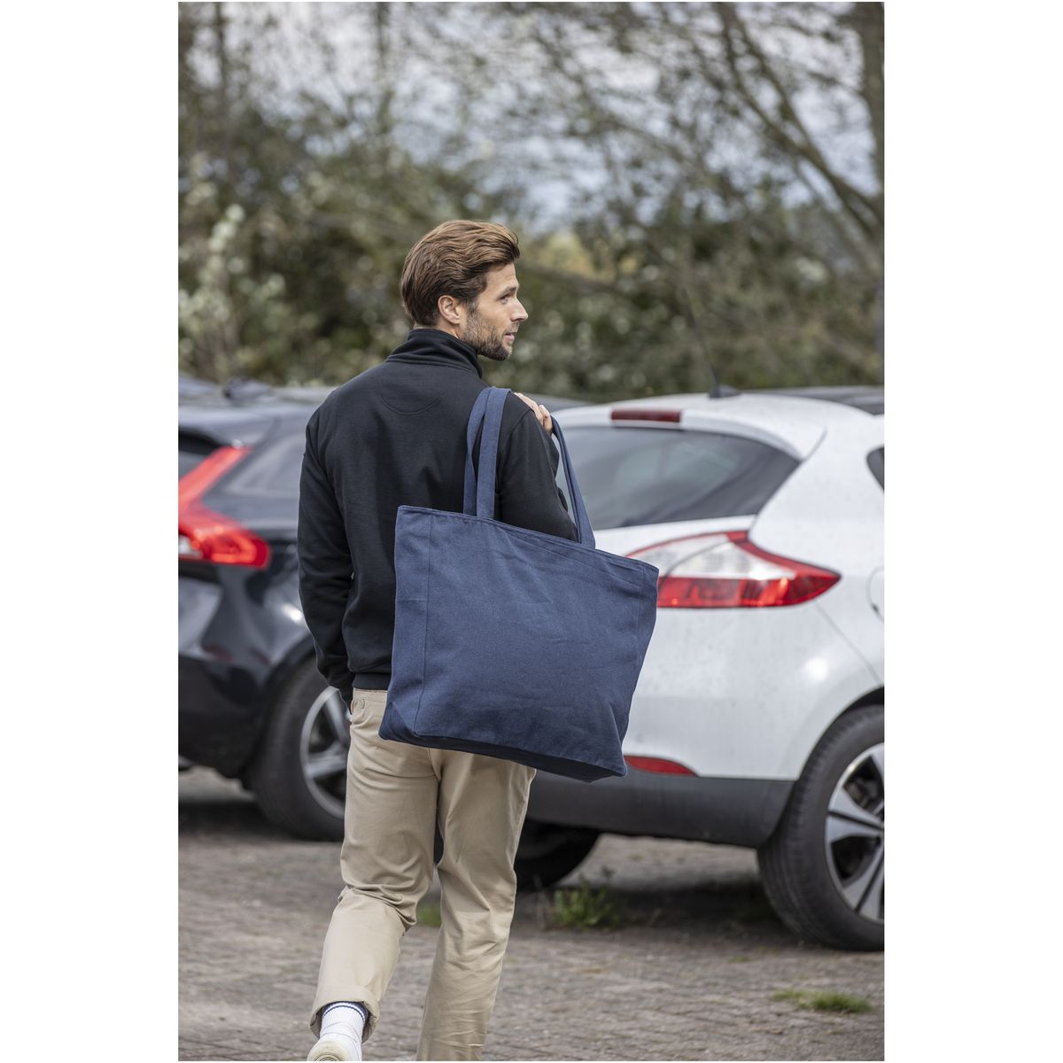 Gerecyclede draagtassen met rits, 500 g/m²