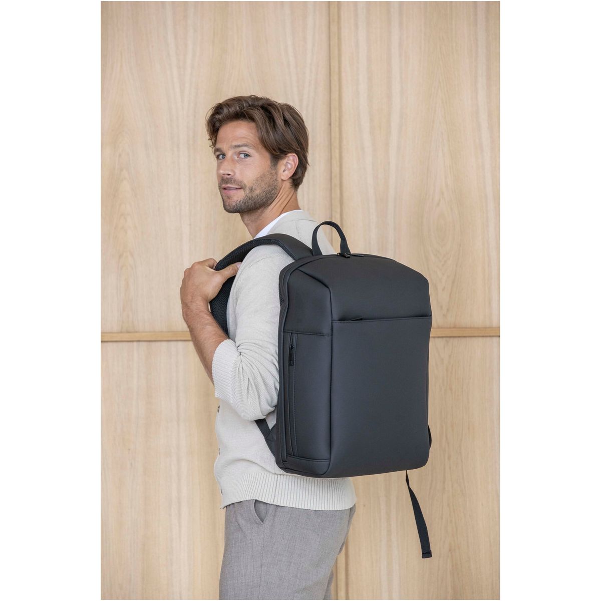 Gerecyclede laptoprugzakken 15 inch met kofferopening, 18 liter