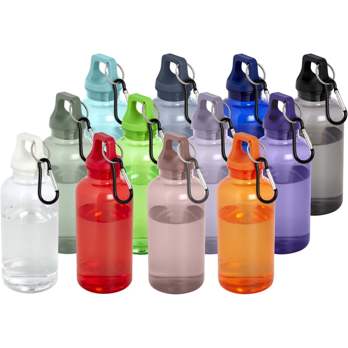 Gerecyclede PET-waterflessen 400 ml met karabijnhaak