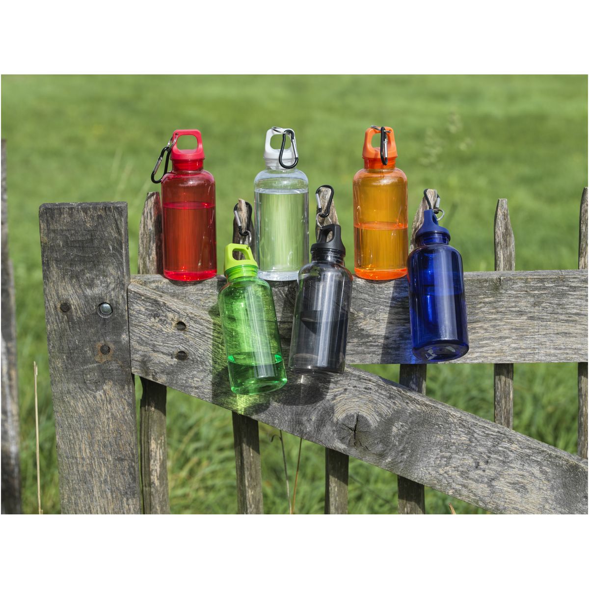Gerecyclede PET-waterflessen 400 ml met karabijnhaak