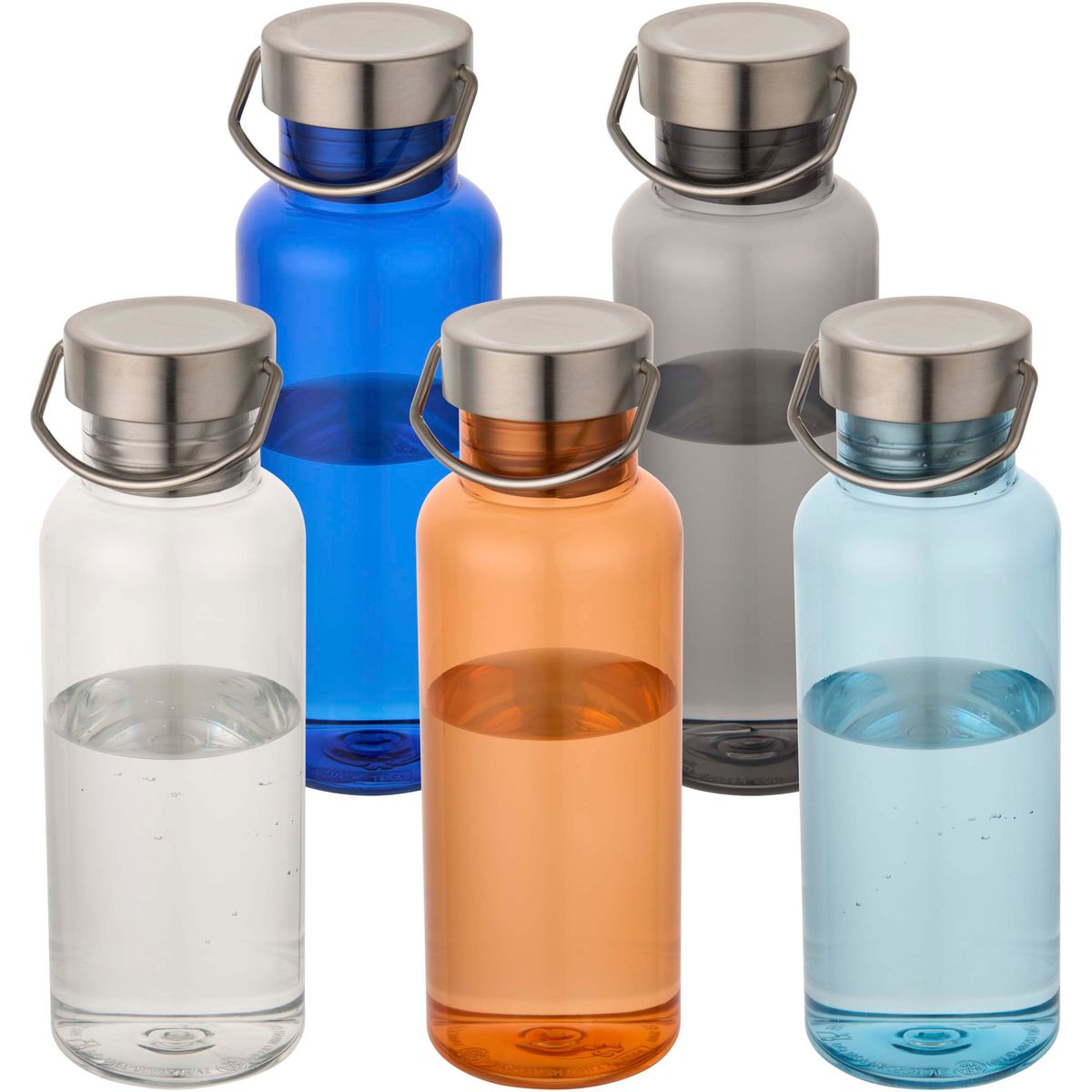 Gerecyclede PET-waterflessen 600 ml met RVS-schroefdop