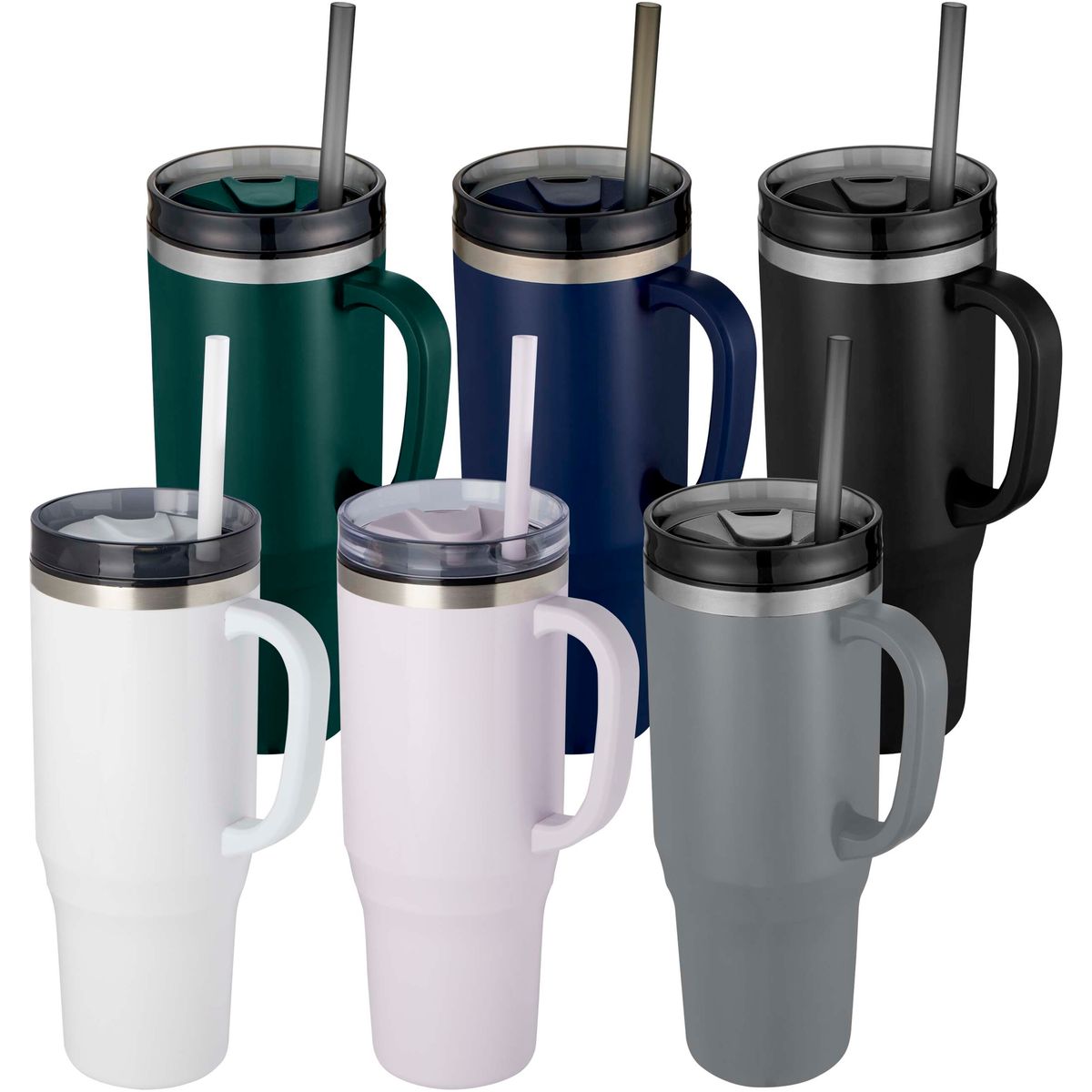 Gerecyclede RVS-thermosbekers 1200 ml met rietje