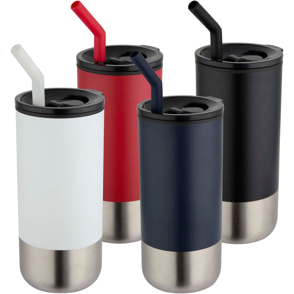 Gerecyclede RVS-thermosbekers met RVS-rietje