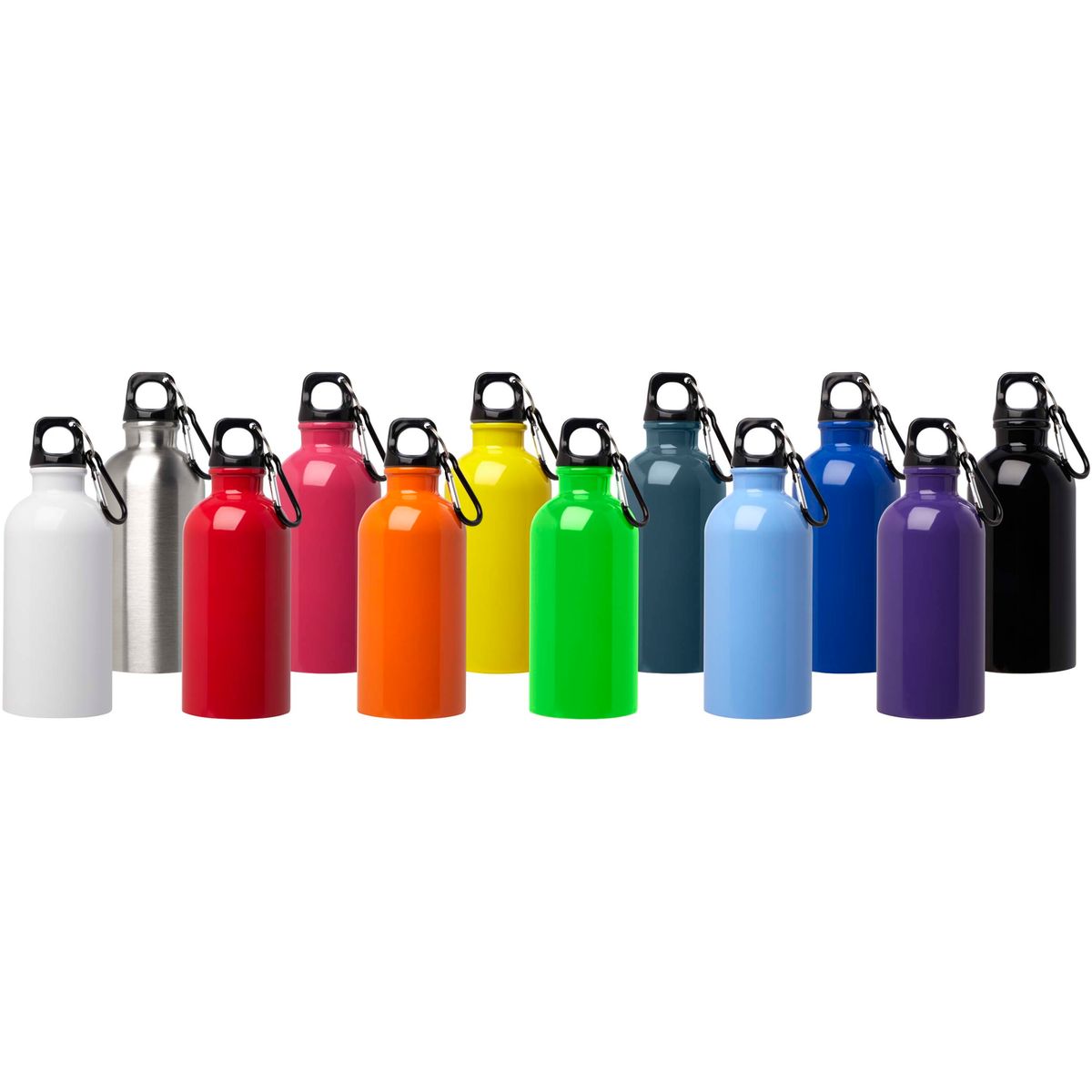 Gerecyclede RVS-waterflessen 400 ml met karabijnhaak