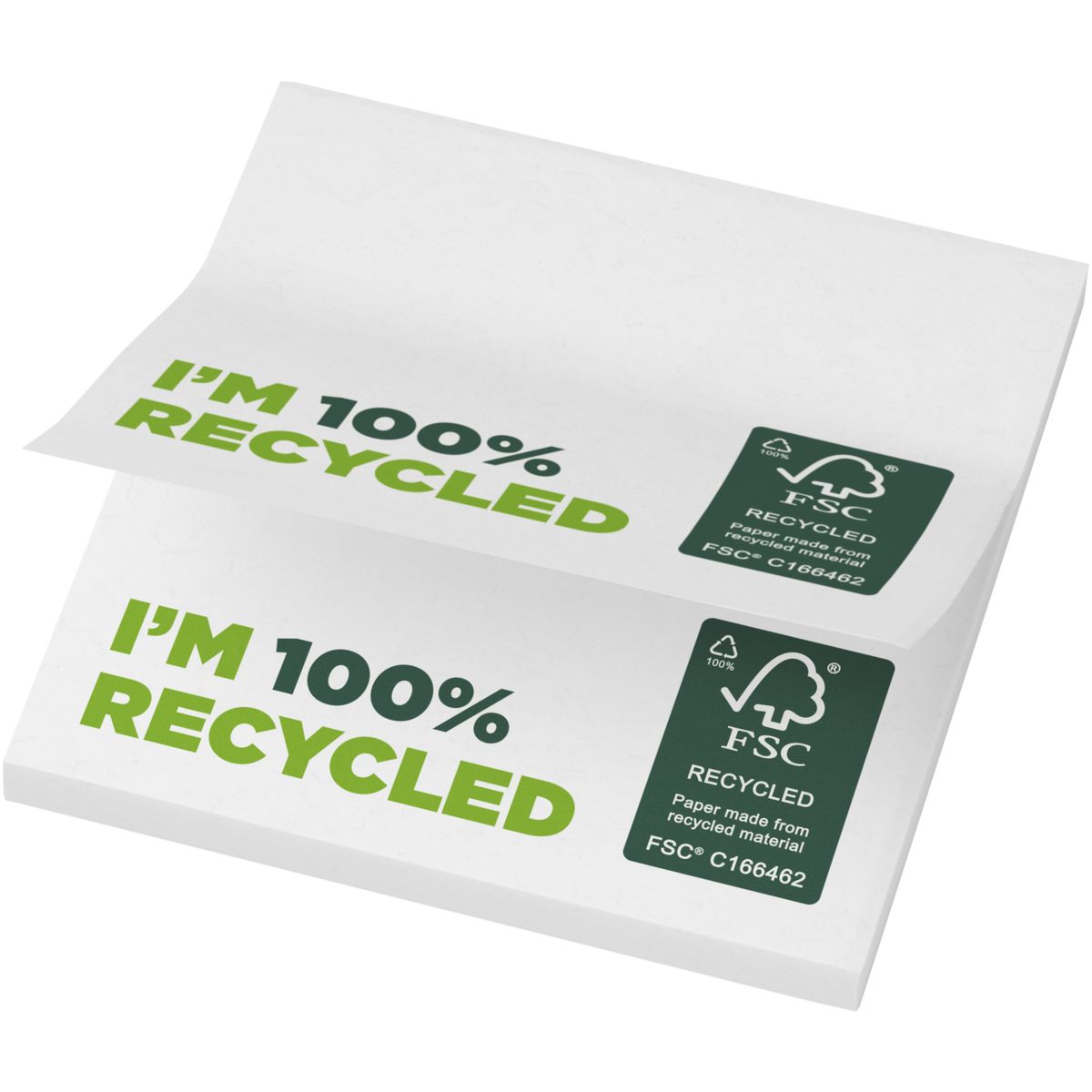 Gerecyclede sticky notes 75 x 75 mm, 80 g/m²