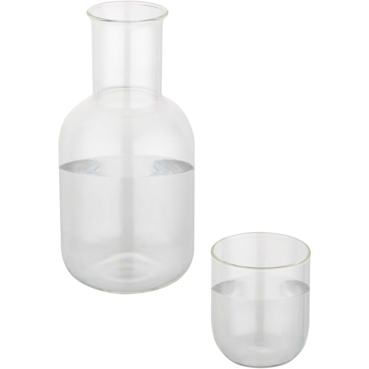 Glazen karaffen 850 ml met beker 200 ml en matte afwerking