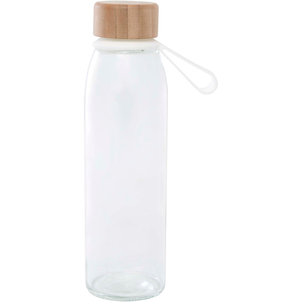 Glazen waterflessen 500 ml met siliconen handgreep en bamboe deksel