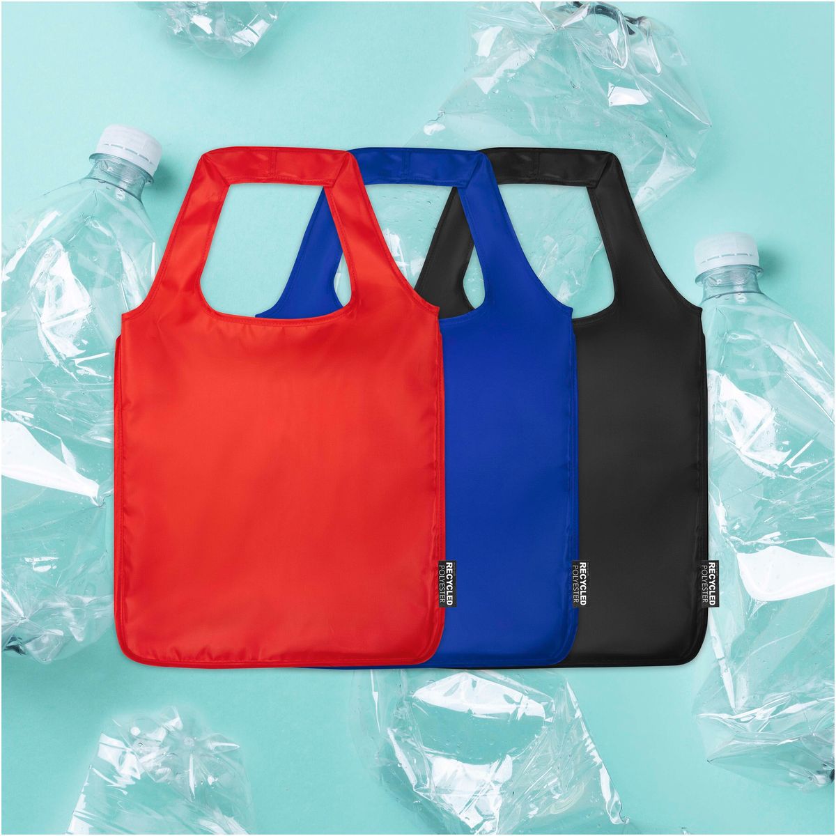 Grote opvouwbare draagtassen van gerecycled polyester, 14 liter