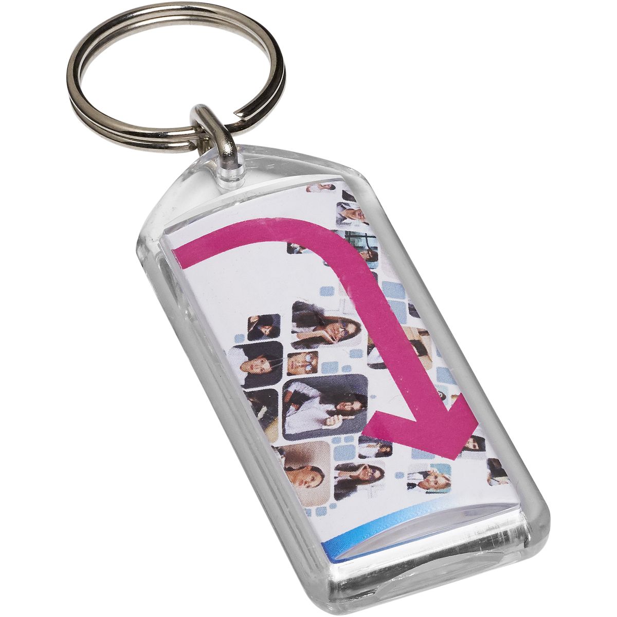 Heropenbare transparante sleutelhangers met inzetstuk 5 x 2 cm