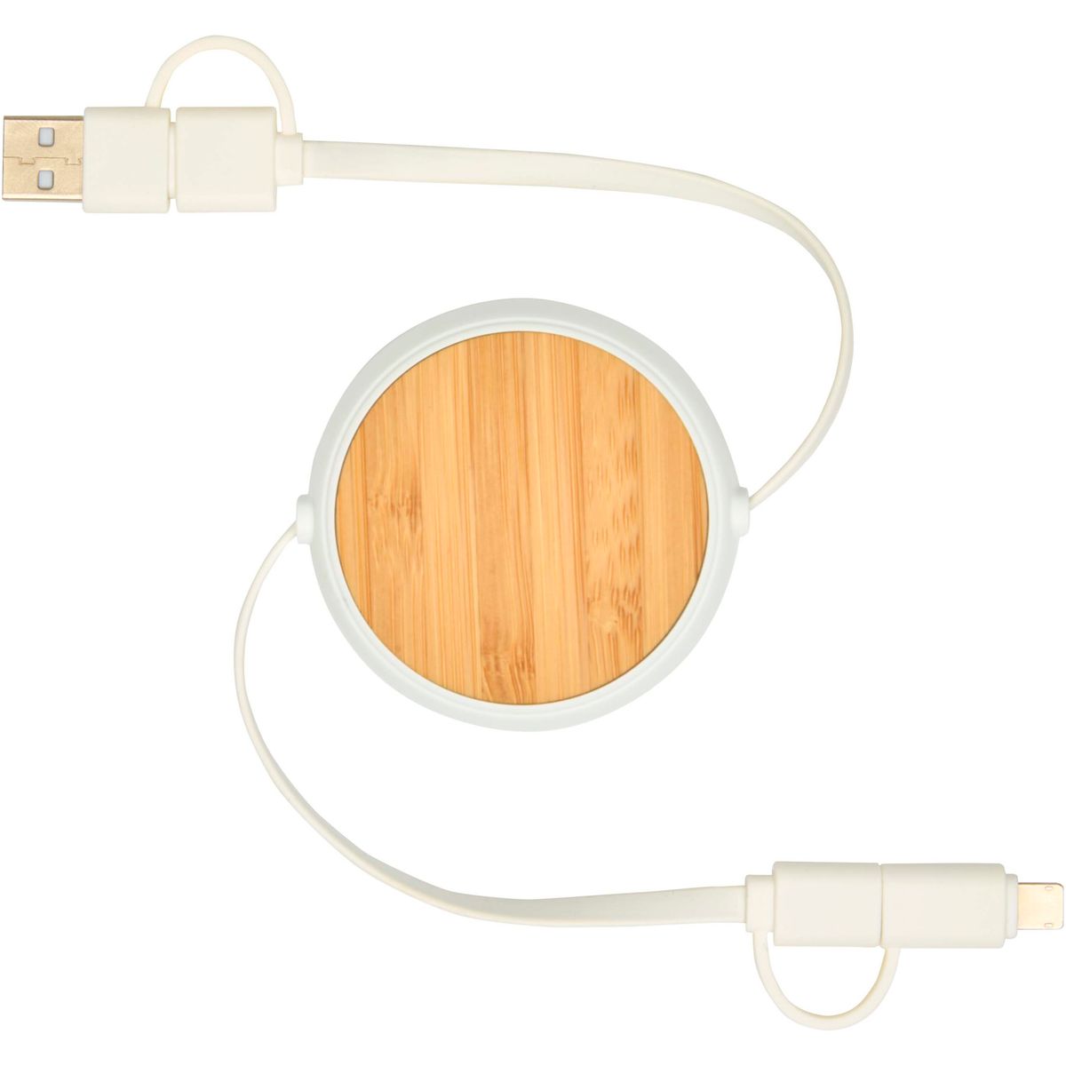 Intrekbare 5-in-1-snellaadkabels 100 cm, 45 W, met bamboedetails