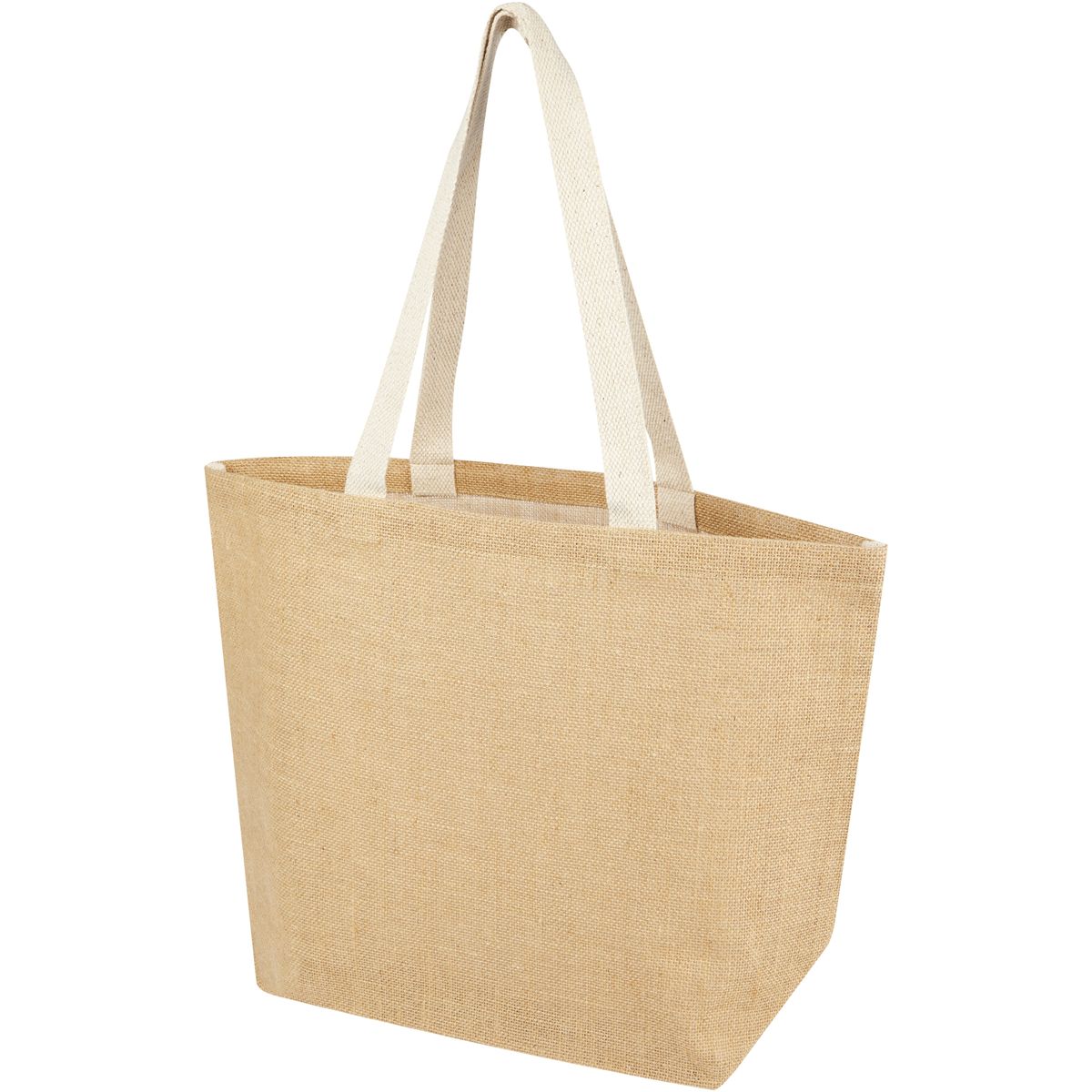 Jute draagtassen met brede bodem, 300 g/m², 12 liter