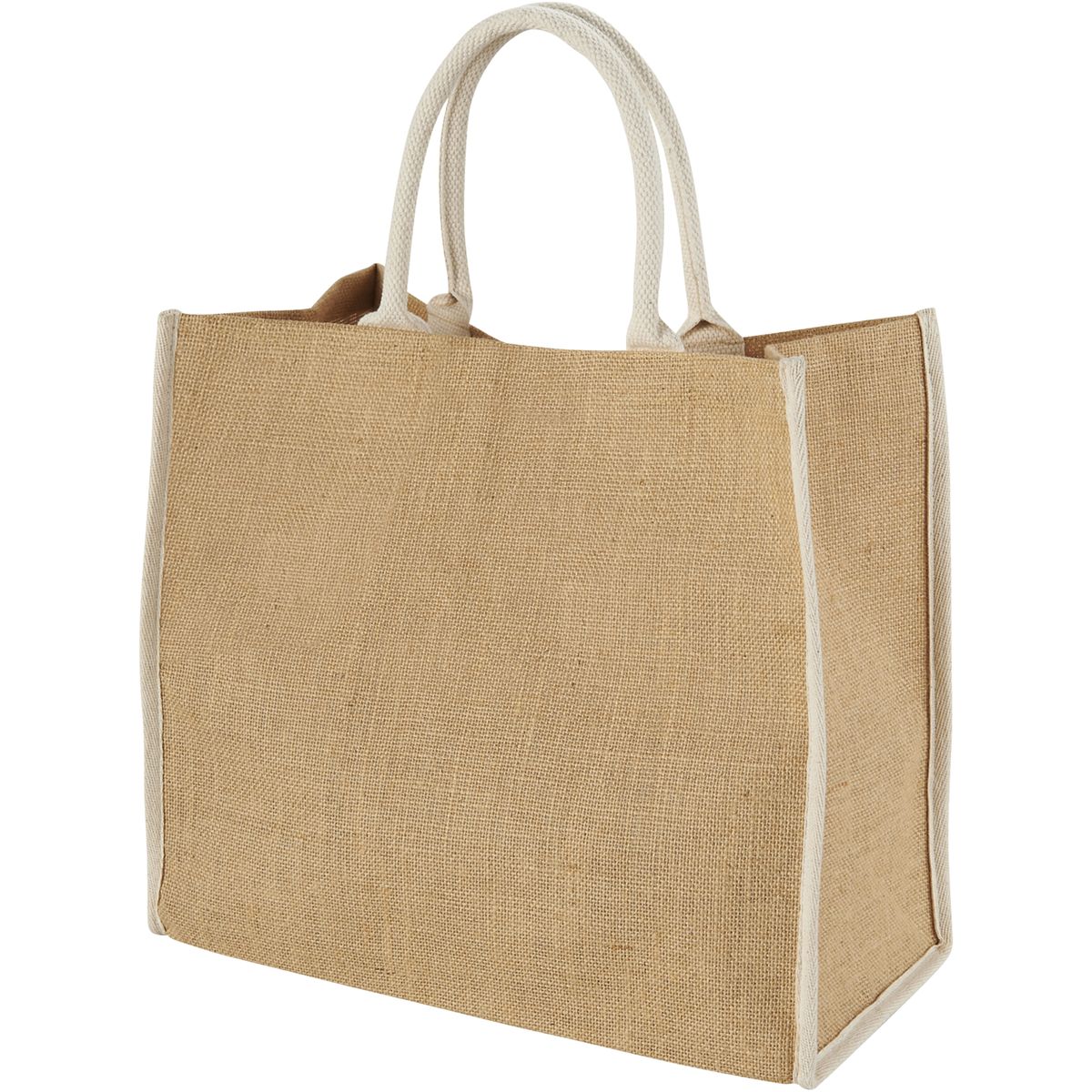 Jute draagtassen met gekleurde accenten, 25 liter