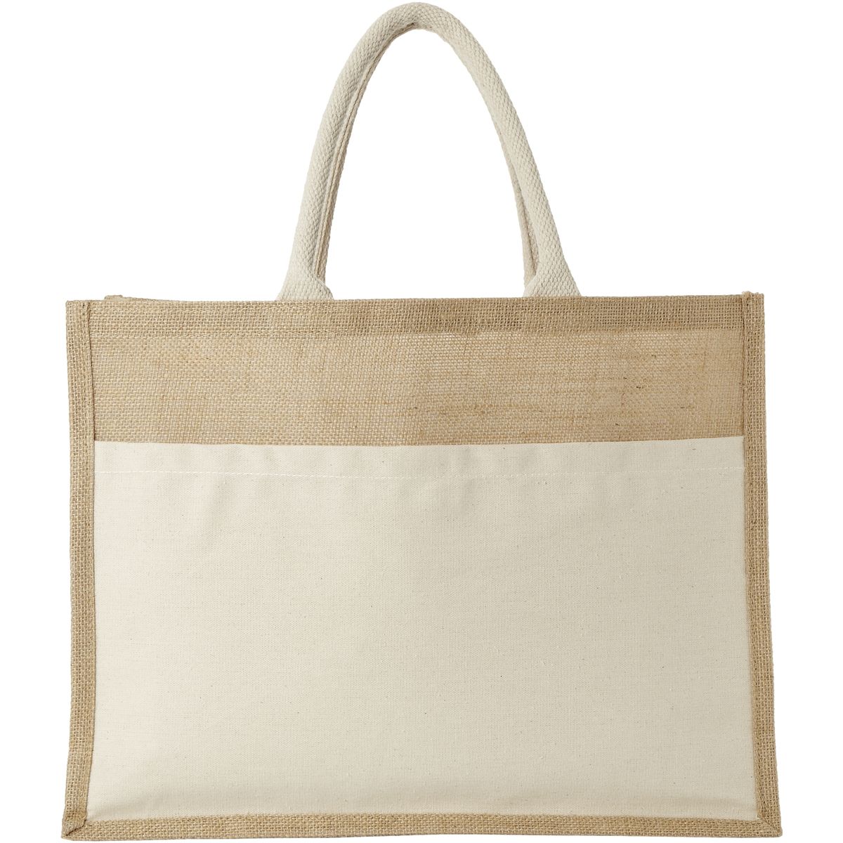 Jute draagtassen met katoenen voorvak, 18 liter