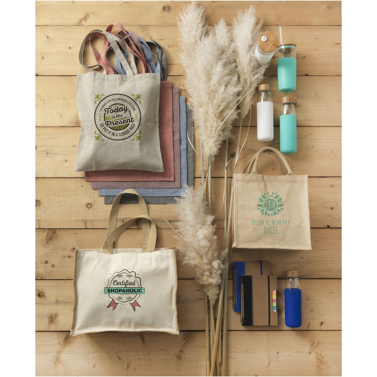 Jute draagtassen met klittenbandsluiting, 16 liter