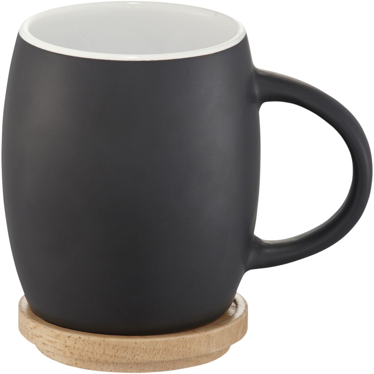 Keramische mokken 400 ml met houten onderzetter