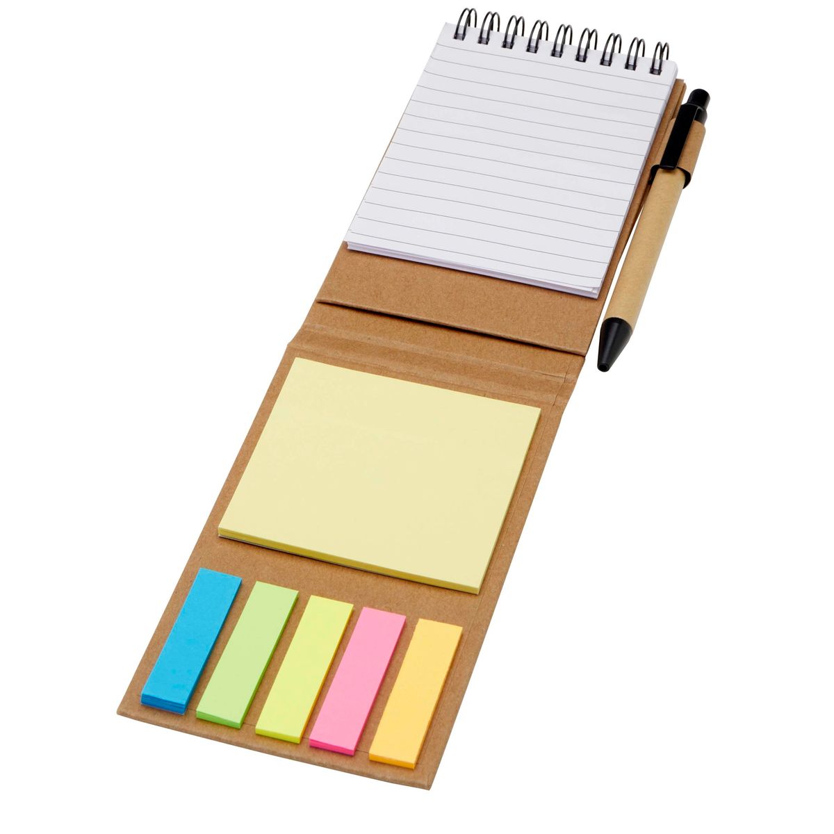 Kladblokken met sticky notes en balpen, 30 gelinieerde vellen