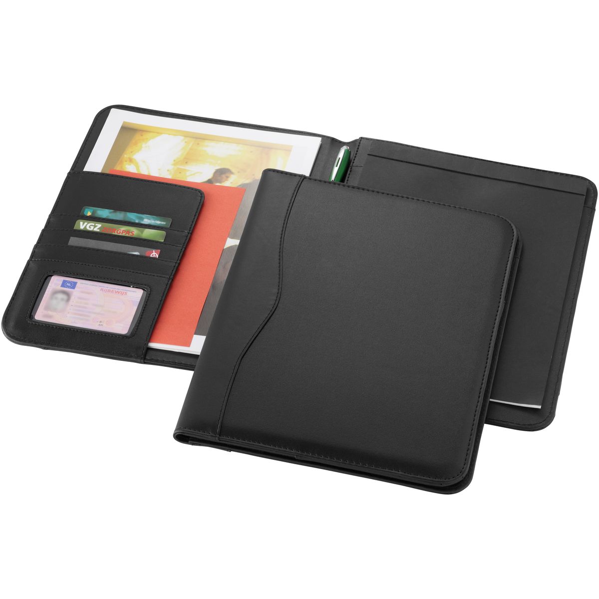 Kunstleren A4-schrijfmappen met documentvakken en pennenlus