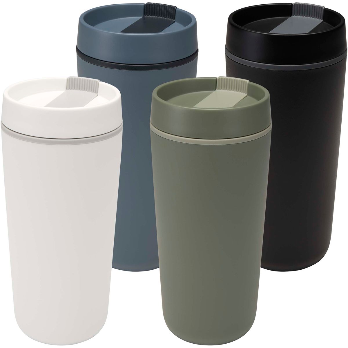 Kunststof thermosbekers 480 ml met schroefdop en schuifsluiting