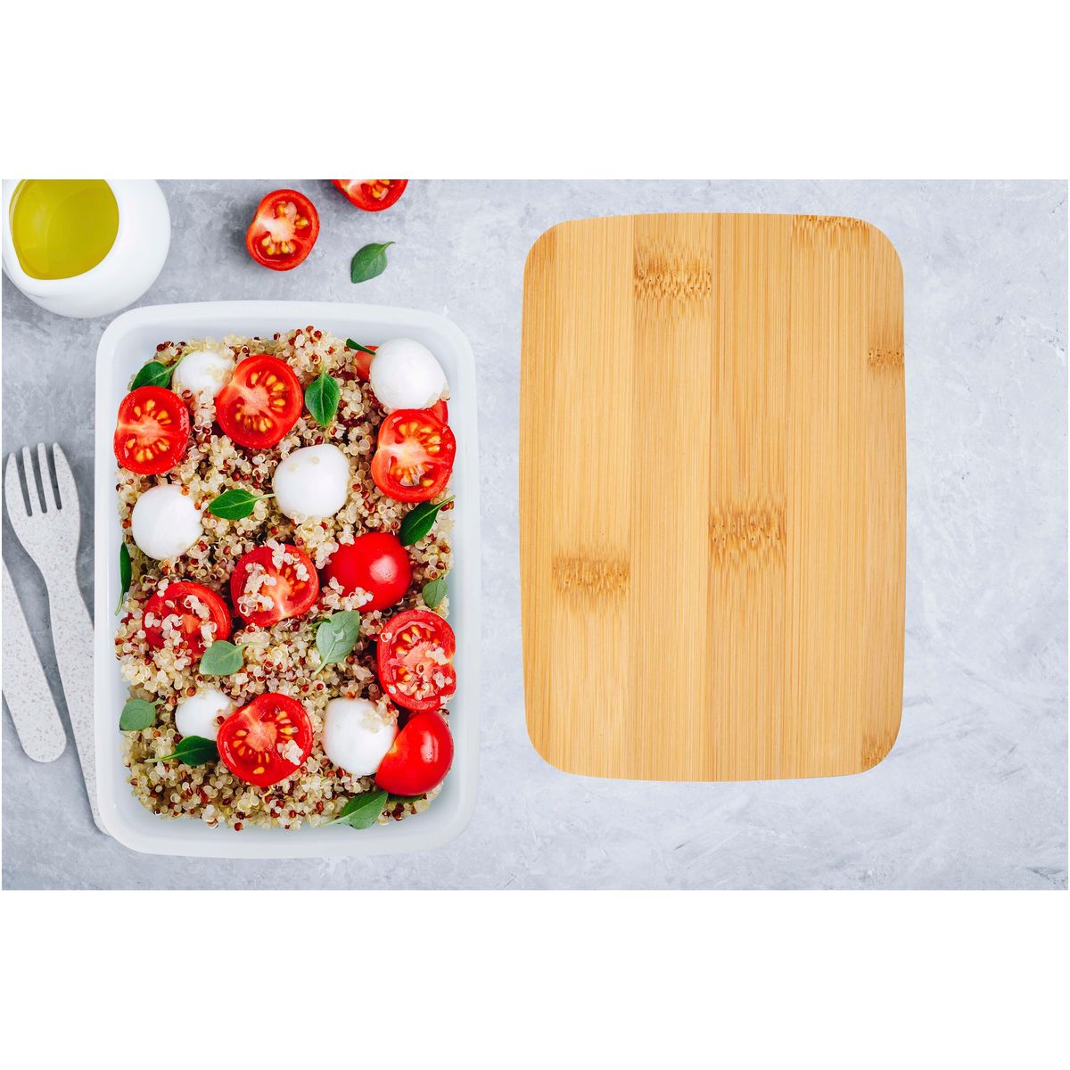 Lunchtrommels 500 ml van gerecycled kunststof en bamboe