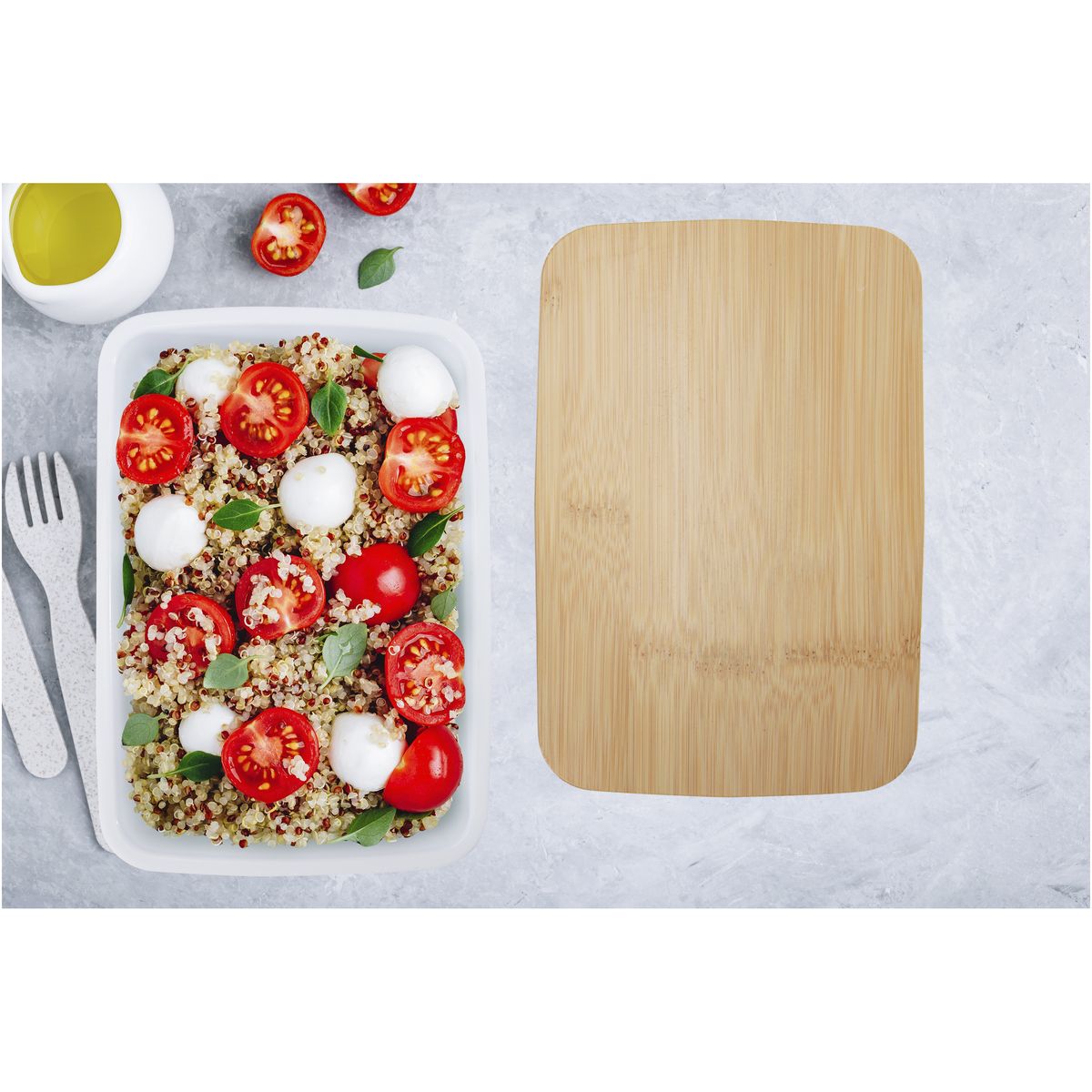 Lunchtrommels 750 ml van gerecycled kunststof en bamboe