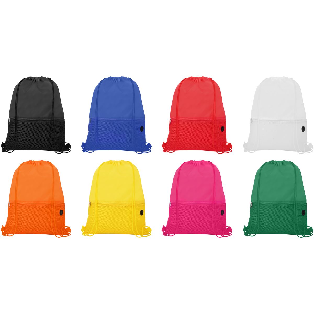 Polyester rugzakken met trekkoord en voorvak van mesh, 5 liter