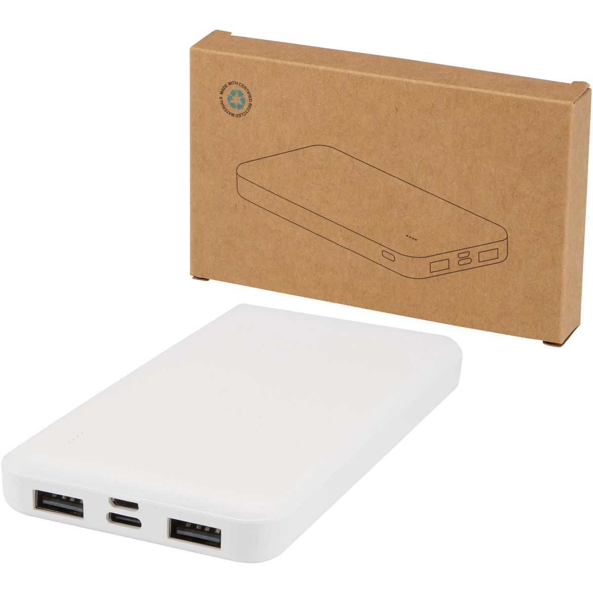 Powerbanks 10.000 mAh, 10 W, van gerecycled kunststof