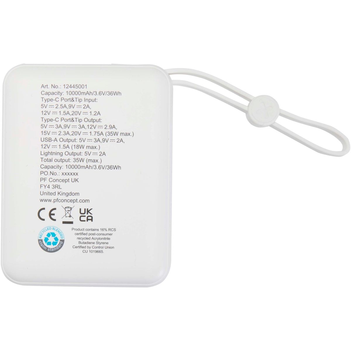 Powerbanks voor tablets 10.000 mAh, 35 W, met ingebouwde kabels