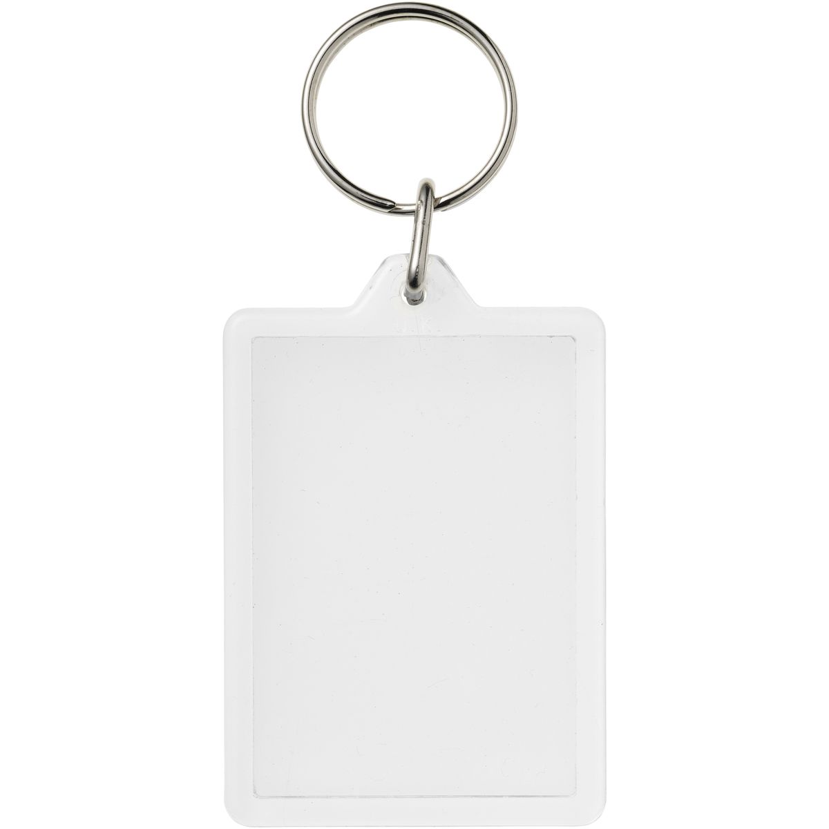 Rechthoekige transparante sleutelhangers met inzetstuk 5 x 3,5 cm