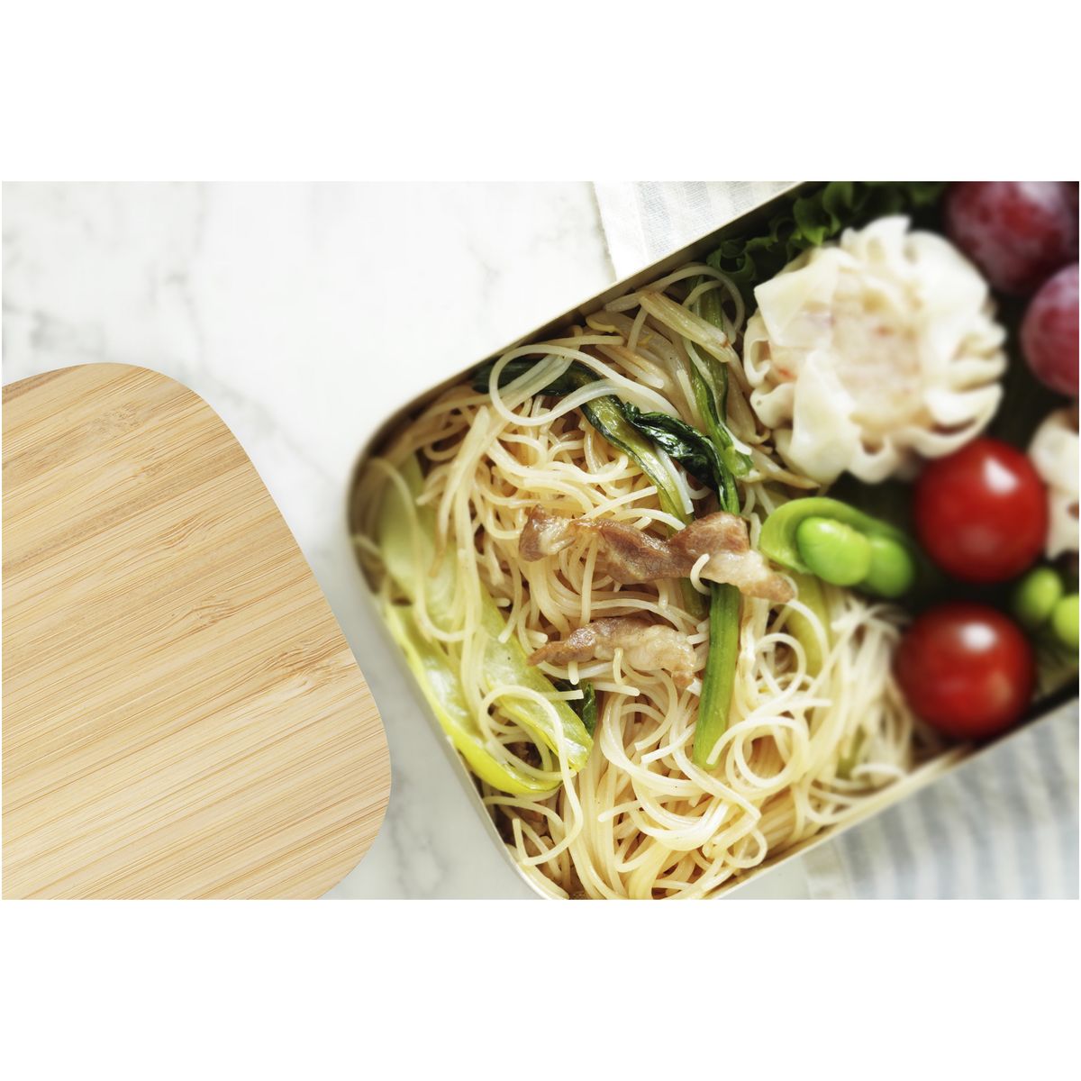 RVS-lunchtrommels 700 ml met bamboe deksel