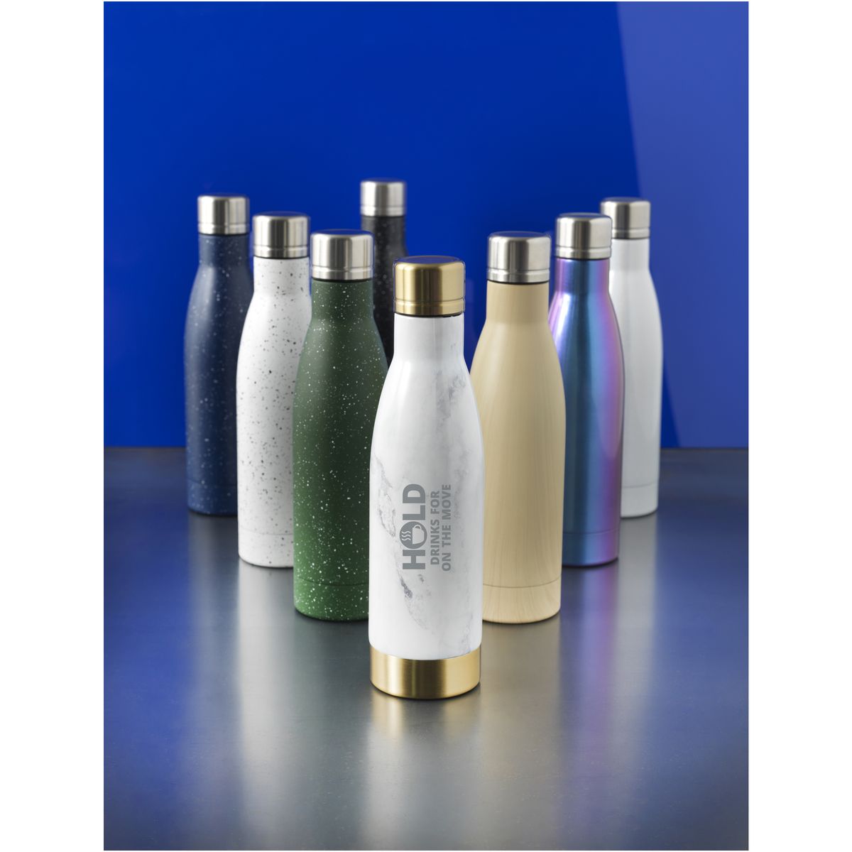 RVS-thermosflessen 500 ml met koper-vacuümisolatie en houtlook